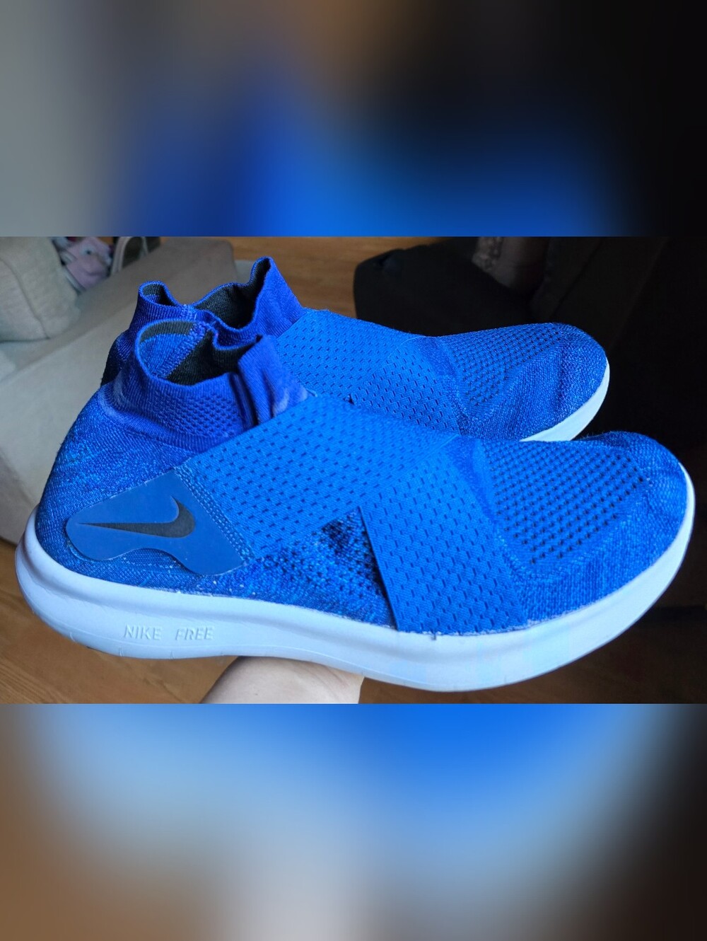 Sz 14 Men's NIKE FREE RN MOTION FLYKNIT Blue Running Shoes